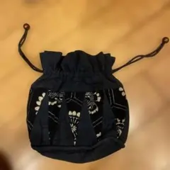 花柄　紺色巾着袋ハンドメイド