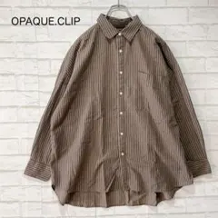 OPAQUE.CLIP ストライプシャツ M 茶 綿 ビッグシルエット 襟付き