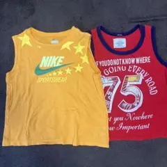 Nike オレンジタンクトップ & ikka 赤タンクトップ 120cm2枚♡