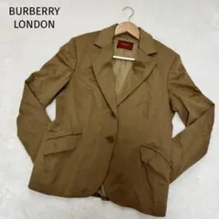 美品☆バーバリーロンドン ノーカラージャケット メガチェック ベージュ 40 美品☆バーバリーロンドン ノーカラージャケット メガチェック