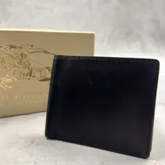 BURBERRY ブラック レザー ノバチェック メンズ 折り財布 820
