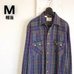 70s USA製 DEECEE 長袖ウエスタンシャツ ネイビー グリーン