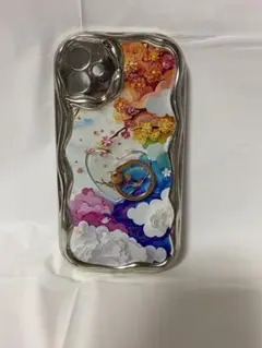 カラフルな雲と花のiPhoneケース