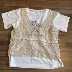 DRESKIP 半袖カットソー レイヤード風 ホワイト《美品》 Mのサムネイル