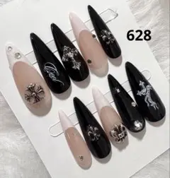 657現品ネイルチップ ちゅるん十字架ギャルシズニルック ロングネイル