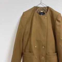 ヴィンテージ 金ボタン レトロジャケット 昭和レトロ ノーカラージャケット 茶色