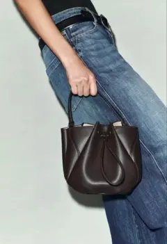 H*☆様 ZARA ステッチ入りミニバッケットバッグ