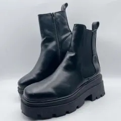 大人気❗️美品✨R&E トラックソールスクエアサイドゴアブーツ 黒 L 厚底
