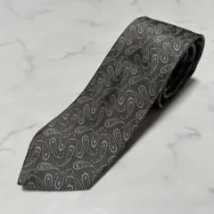 未使用級美品　希少　リングジャケット　ネクタイ　ペイズリー　カーキ　グレー