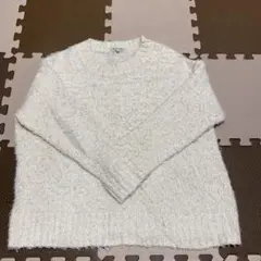 グローバルワーク 長袖ニット　シャギー　ファー　M 白　ホワイト