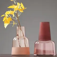【ピンクのフラワーベース】スモークの入ったおしゃれな花瓶♪