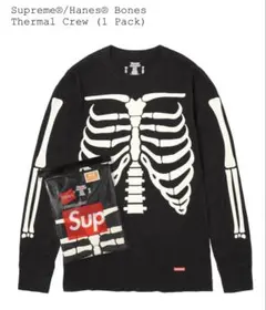 supremeシュプリームHanesヘインズ ボーン柄サーマル黒XL