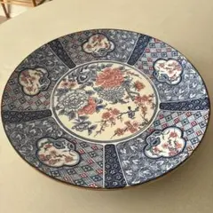 【美品】　青と白の花柄陶磁器皿　大皿　器　食器　皿　キッチン　陶器　和食器　正月
