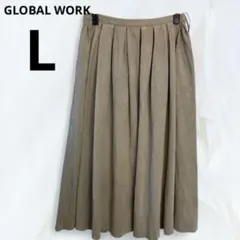 GLOBAL WORK プリーツスカート ベージュ ロング フレア L