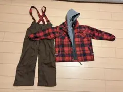 子ども用 チェック柄スキーウェアセット