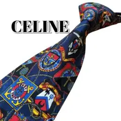 ★CELINE★　セリーヌ　短め　ネイビー系　総柄　スペイン製
