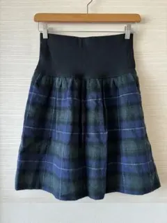 チェック ひざ丈 フレアスカート
