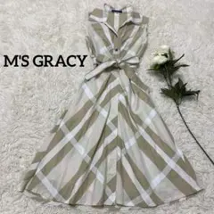 【M'S GRACY】 ノースリーブ シャツワンピース ウエストリボン チェックのサムネイル