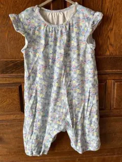 ユニクロ　ロンパース　90 青　花柄