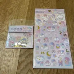 リトルツインスターズ　 キキララ　フレークシール　箔押しシール　２点セット