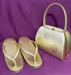 和装バッグ＆草履セット　シルバー～ゴールド系