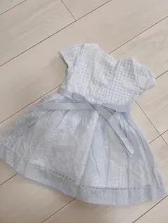 ラルフローレン 80 水色ギンガムチェックワンピースセット リボン