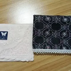 【新品】 HANAE MORI ハンカチレース縁刺繍　2枚セット