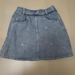 デニム ビジュー装飾 スカート