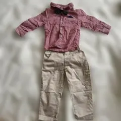 キッズ フォーマルセットアップ ストライプシャツ パンツ 80cm
