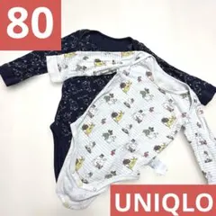 80 UNIQLO長袖ロンパース二枚セット ムーミン