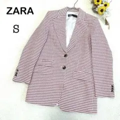 【ZARA ザラ】チェック テーラードジャケット 岩渕加恵 ピンク系 Sサイズ