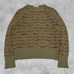 vintage Rogica ウェーブボーダー ニット セーター カーキ系