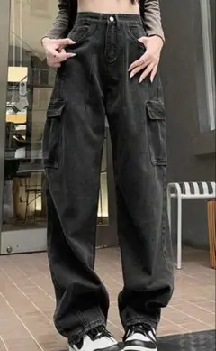 SHEIN カーゴデニムパンツ ブラック