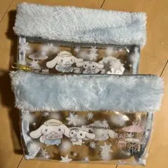 シナモロール 透明ポーチ ファー付き