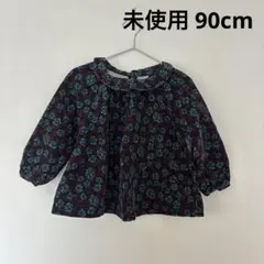 未使用　韓国子供服　コーデュロイ 花柄長袖シャツ