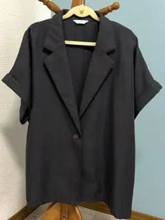 Samansa Mos2 blueリネンタッチジャケット　チャコールグレーのサムネイル