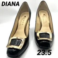 DIANA ブラック・ゴールド ハイヒール・パンプス　23.5