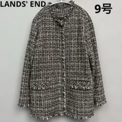 LANDS' END ランズエンド　ツイード　ノーカラージャケット　コート　9のサムネイル