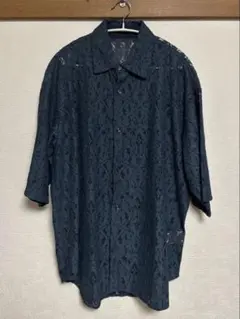 HARE ダマスレース柄シャツ ブルー系 S