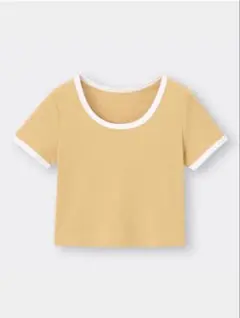 バイカラー リブ 半袖Tシャツ イエロー