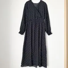 GU gu ジーユー　ワンピース　ワンピ　ドット　ロングワンピース　ロング　L