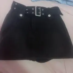 黒デニム タイトスカート ミニスカート ベルト付き （M）