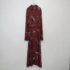 未使用級♡GANNI ベルト付き 花柄ロングシャツワンピースのサムネイル