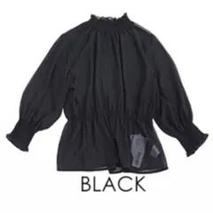 新品未使用！タグ付き merlot シアーシャーリングブラウス ブラックのサムネイル