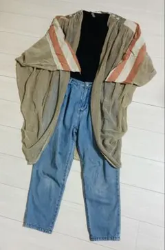 RITA JEANS TOKYOデニムパンツ＋ROSE BUD羽織＋無地T 3点のサムネイル