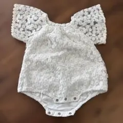 ホワイト レースロンパース ショートスリーブ