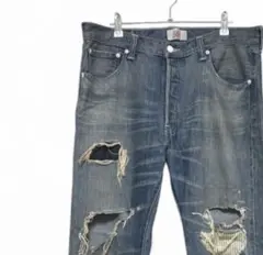 【鬼渋】リーバイス501 クラッシュデニム ダメージジーンズ グランジ古着