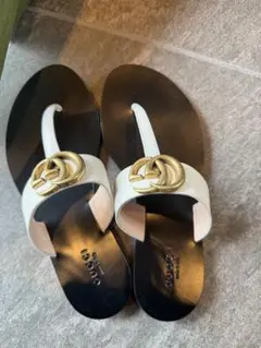 1度のみ GUCCI グッチ ダブルGトングサンダル マーモント ブラック黒