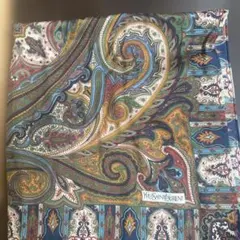 イヴ・サンローラン　ペイズリー柄 大判スカーフ シルク100%