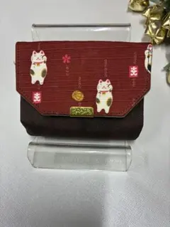 新品未使用　手作り　猫柄半分折財布　お札コインカード収納No.12（by玉手箱）